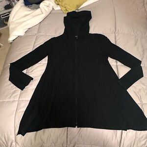 Eileen Fisher Black Hooded Zip-Up Jacket